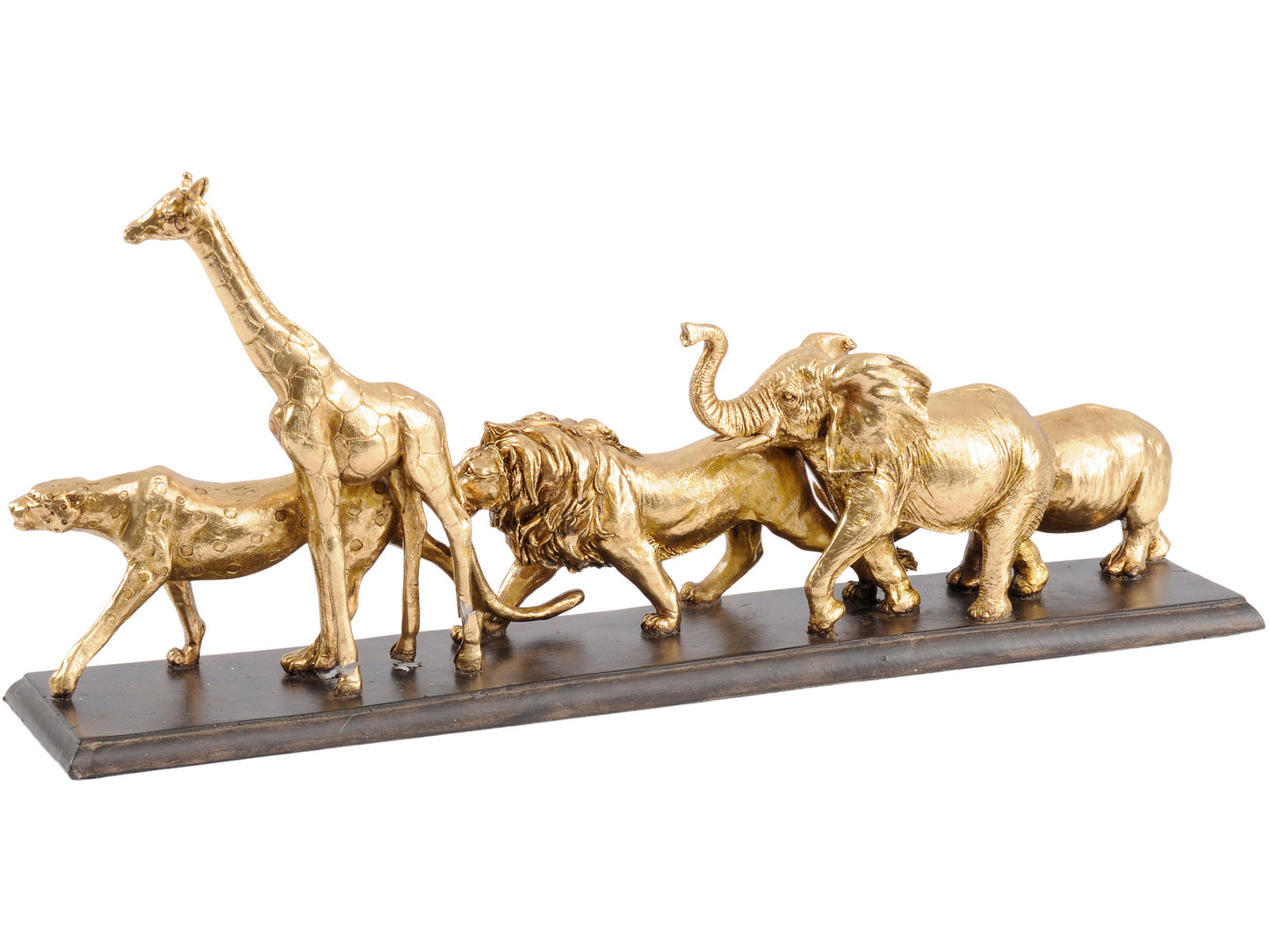 Safari Wild Animals Sculpture in Gold Resin