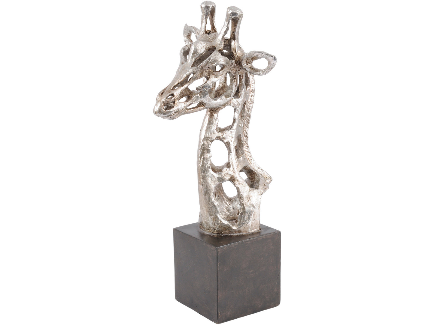 Addo Abstract Giraffe Head Sculpture in Silver Resin