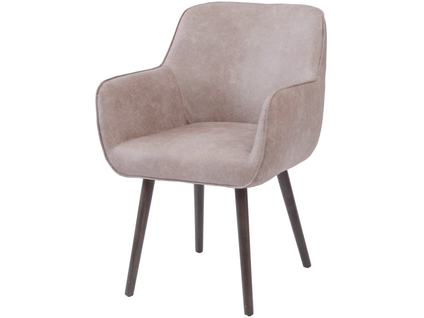 Grey Leather Look Retro Dining Chair with Arms