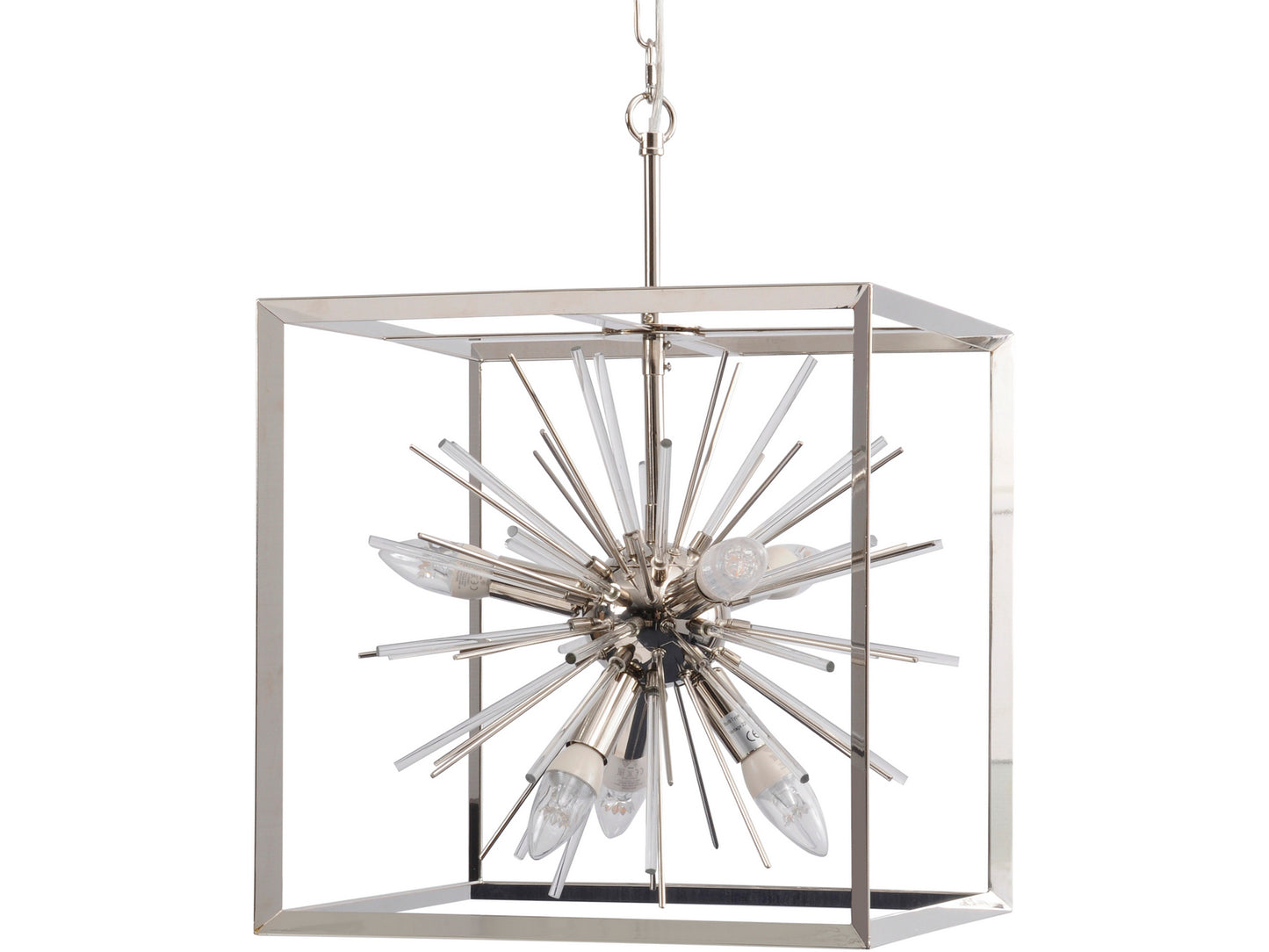 Small Silver Starburst Chandelier E14 40W 6