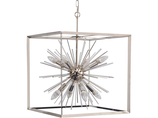 Large Silver Starburst Chandelier E14 40W 8