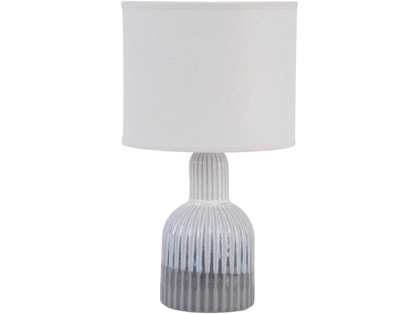 Grey Porcelain Lamp with Ribbed Detailing and White Shade, Large  E27 60W