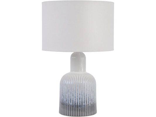 Grey Porcelain Lamp with Ribbed Detailing and White Shade, Small  E14 40W