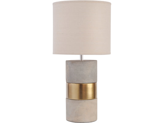 Concrete and Gold Table Lamp with Natural Shade  E27 60W