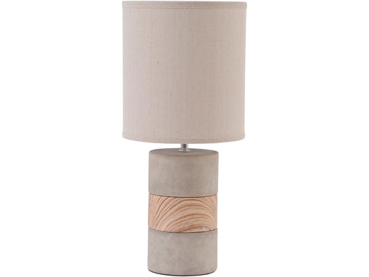 Concrete and Wood Table Lamp with Natural Shade  E14 40W