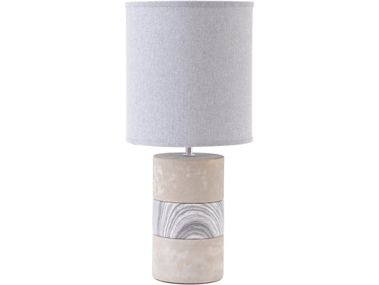 Concrete and Porcelain Table Lamp with Natural Shade  E14 40W