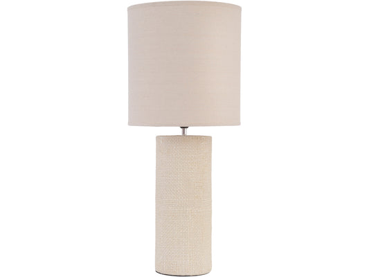 Tall Cream Textured Porcelain Table Lamp With Shade  E27 60W