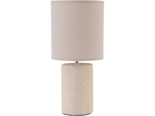 Small Cream Textured Porcelain Table Lamp With Shade  E14 40W