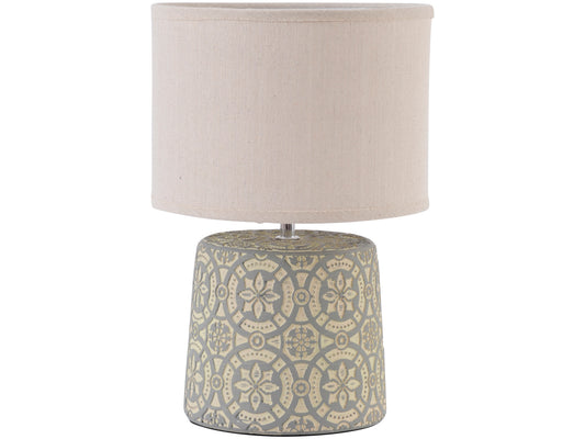 Vedder Cream Concrete Lamp With Geometric Pattern and Shade - E14 40W