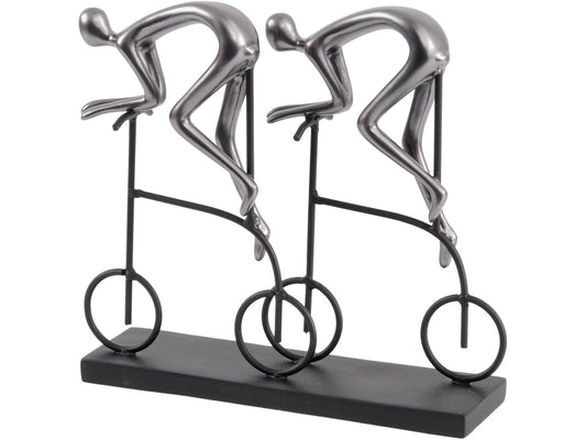 Abstract Cyclist Sculpture in Gunmetal Grey