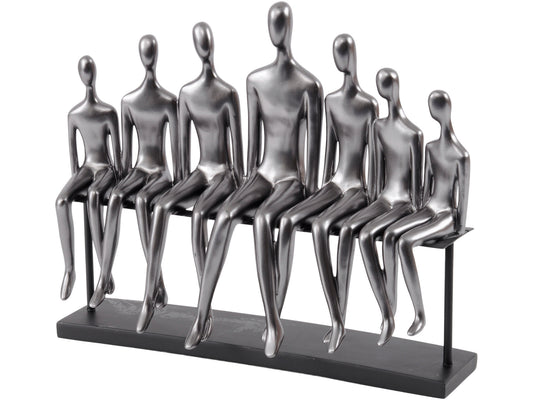 Figures on a Bench Sculpture In Gunmetal Grey