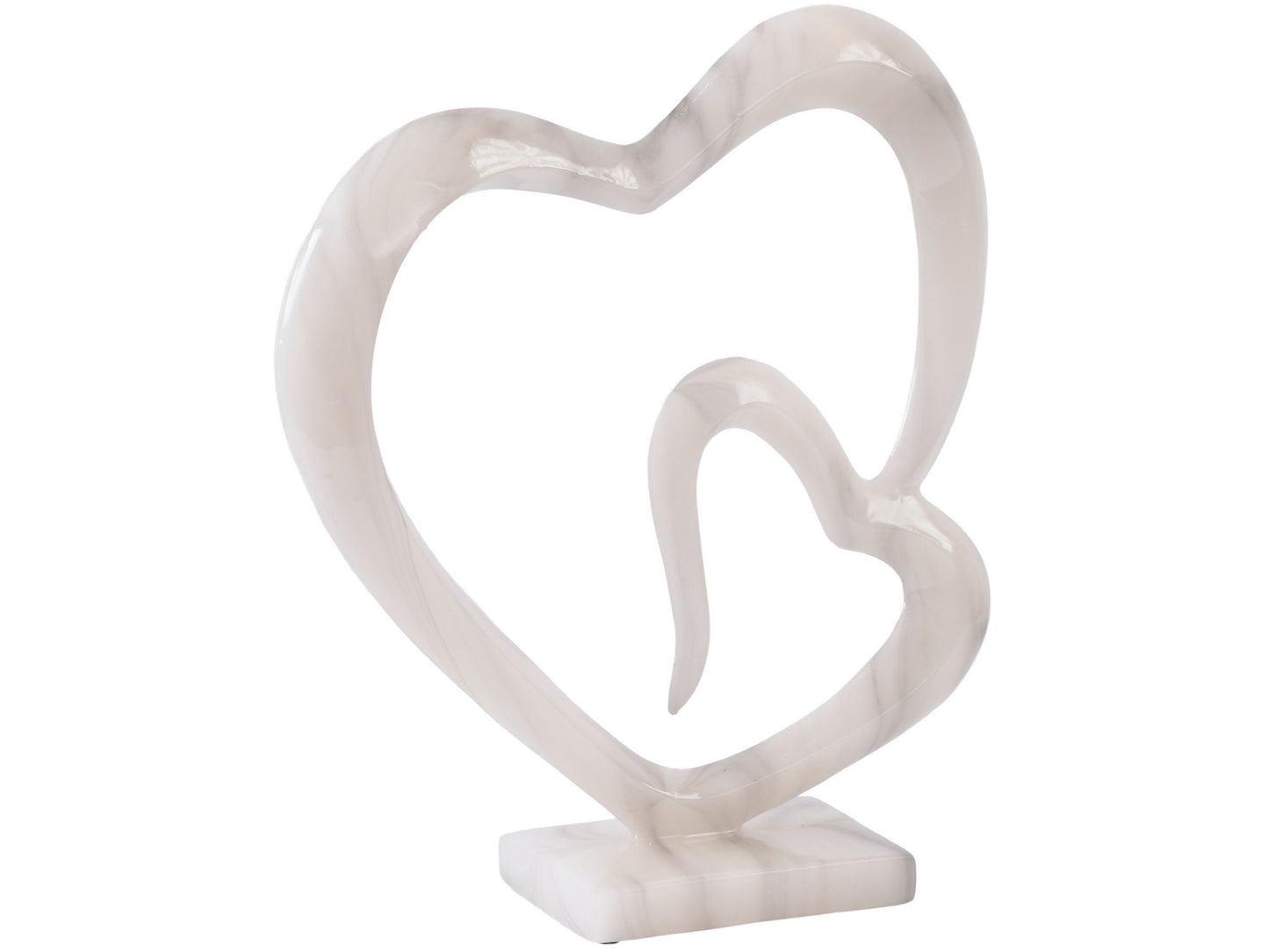 EX DISPLAY White Marble Finish Double Heart Sculpture