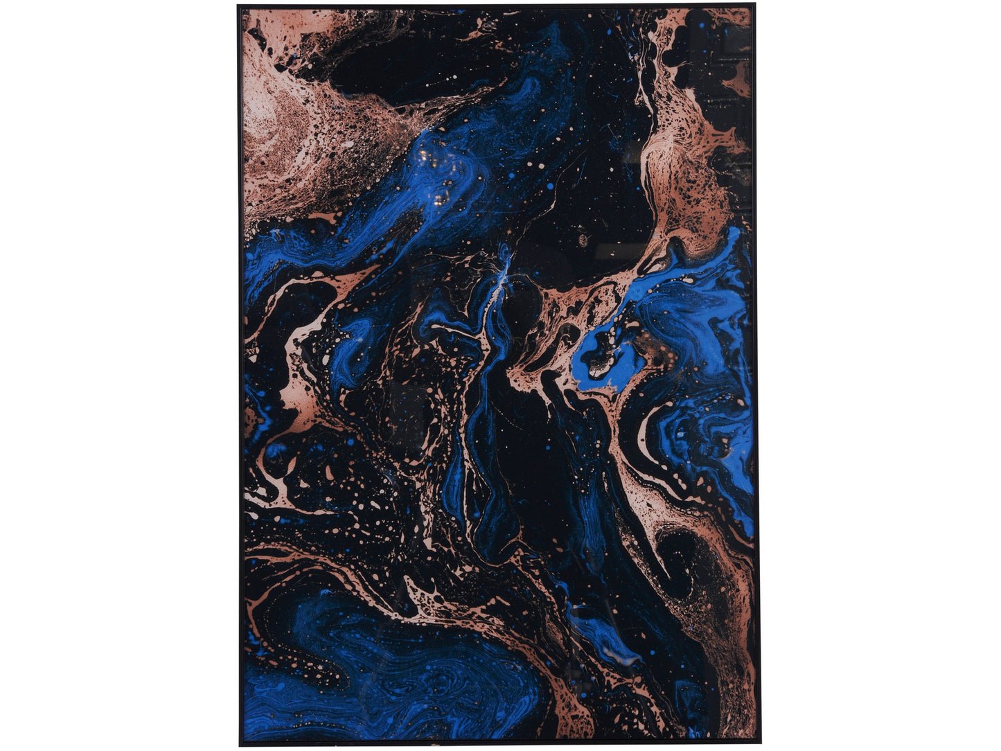 Blue, Black And Gold Marble Effect Glass Wall Art 70x100cm