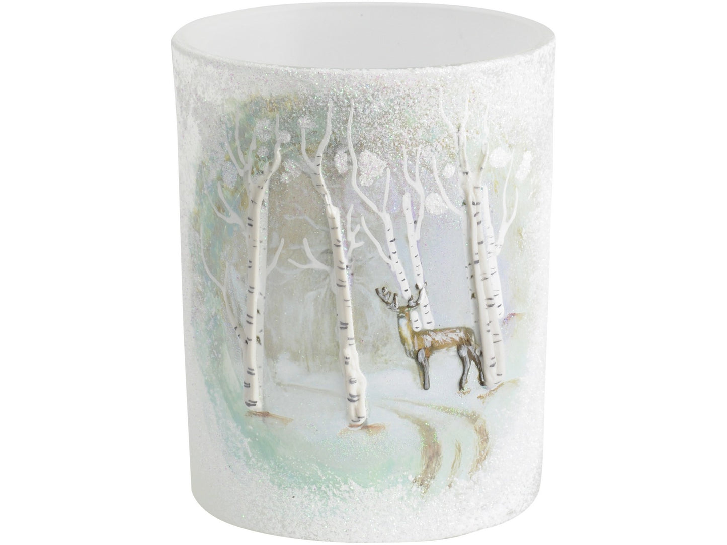 Winter Scene with Reindeer Candle Holder - Xmas