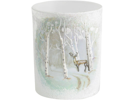 Ex-Display Winter Scene with Reindeer Candle Holder - Xmas