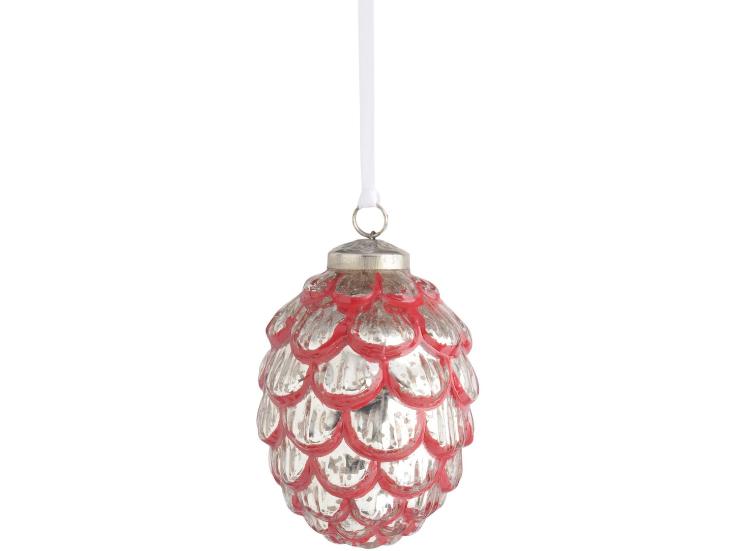 EX DISPLAY Zig Zag Design Red And Silver Bauble - Xmas