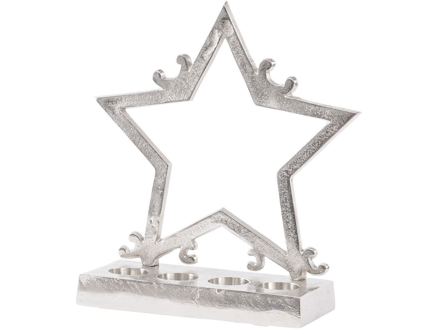 EX DISPLAY Silver Aluminium Star 4 Tealight Holder - Xmas