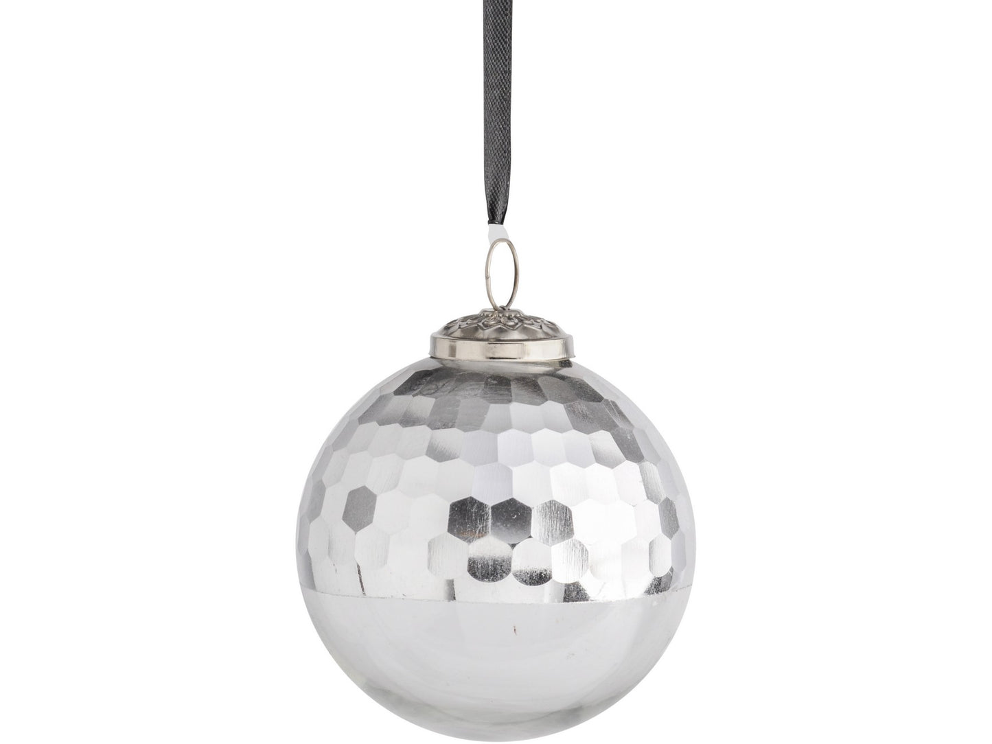 EX DISPLAY Half Honeycomb Bauble Silver Large - Xmas