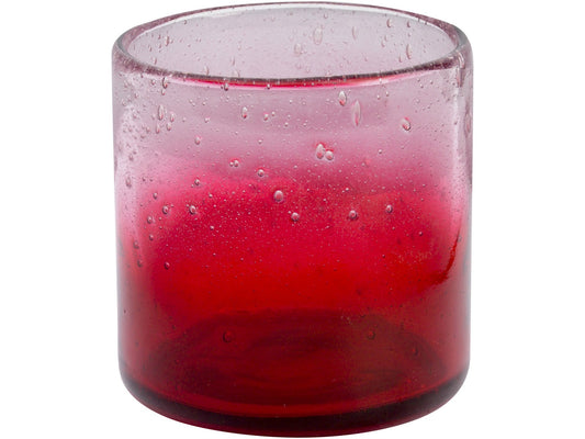 Red Glass Bubble Votive Holder With Ombre Effect Small - Xmas