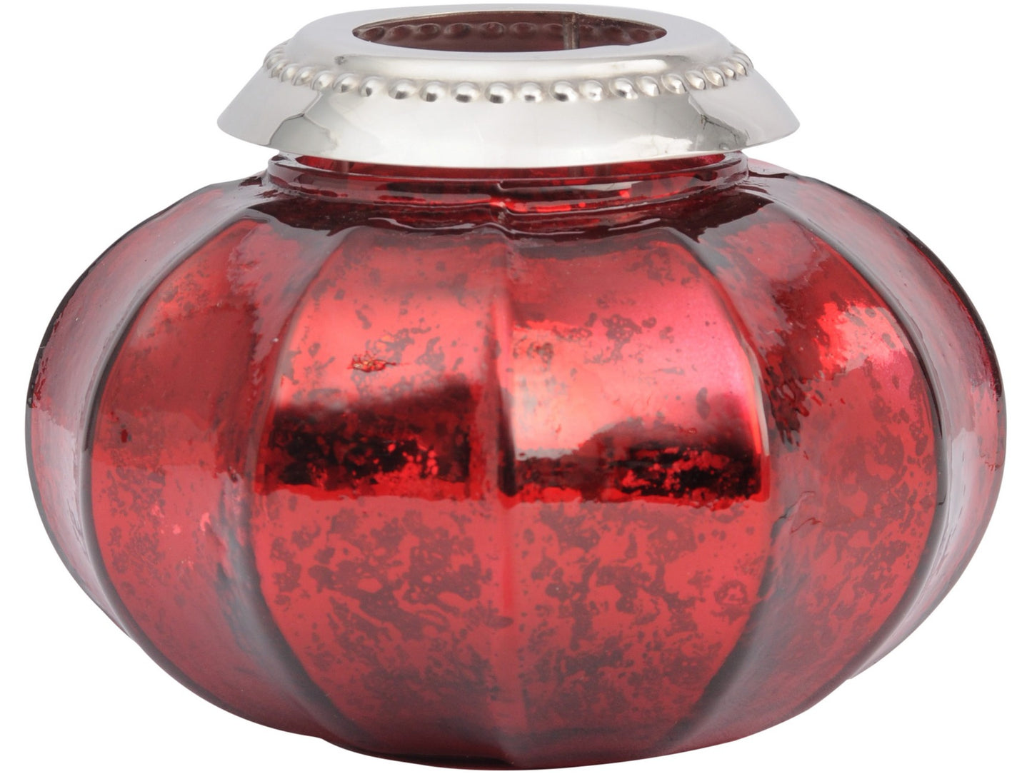 EX DISPLAY Red Glass Tealight Holder - Xmas