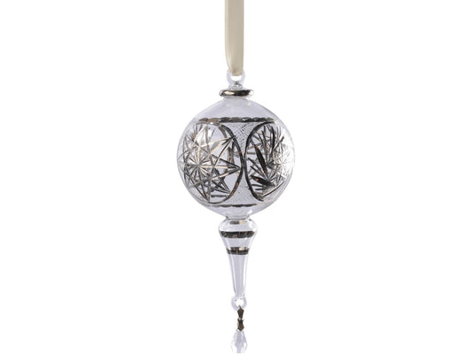 EX DISPLAY Hand Painted Platinum Glass Finial Bauble - Xmas