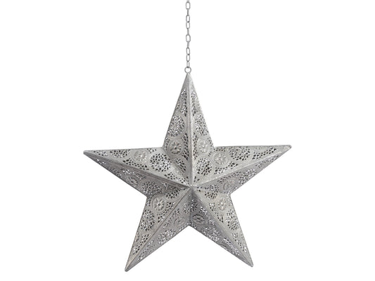 EX DISPLAY Filigree large Silver Hanging Star - Xmas