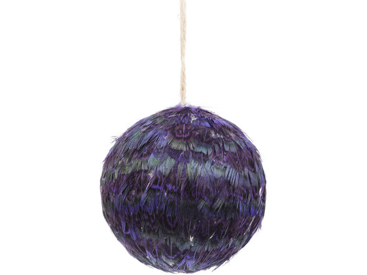 Feather Purple Pheasant Bauble - Xmas