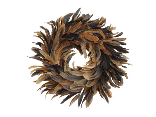 EX DISPLAY Feather Brown Small Wreath - Xmas