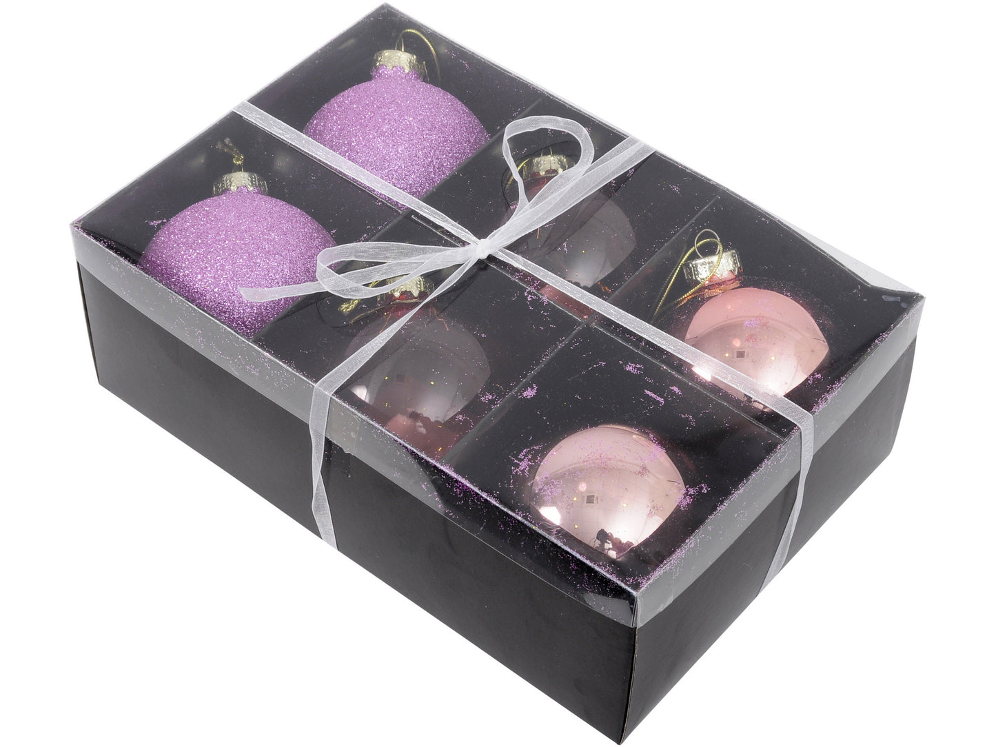 Set Of 6 Pink Large Baubles - Xmas