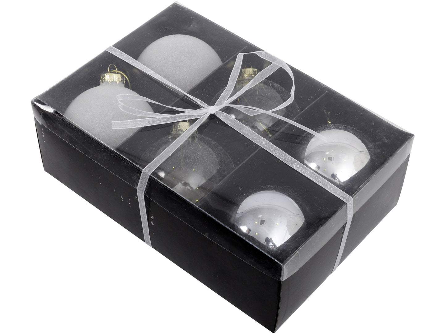 Ex-Display Set Of 6 White Large Baubles - Xmas