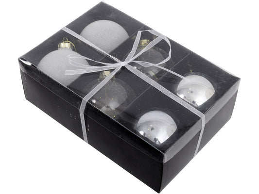 Set Of 6 White Large Baubles - Xmas