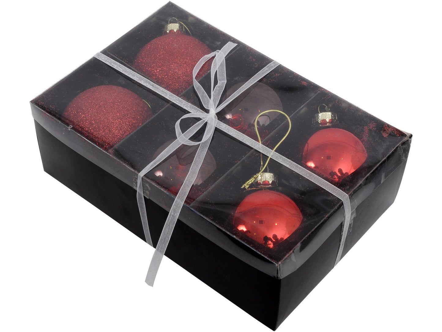 EX DISPLAY Set Of 6 Red Large Baubles - Xmas