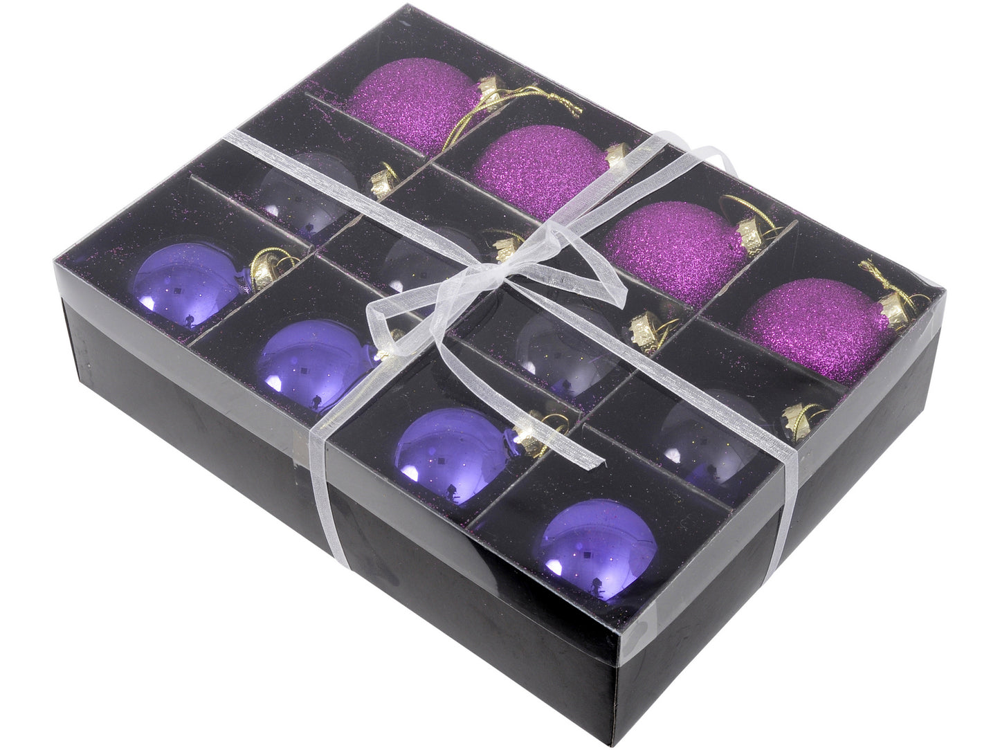 Set Of 12 Purple Small Baubles - Xmas