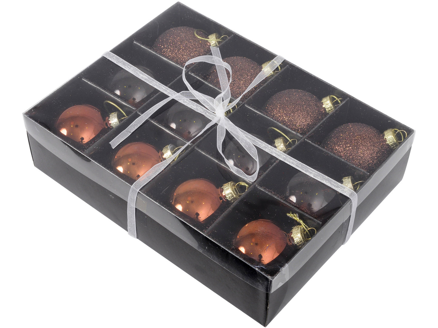 Set Of 12 Bronze Small Baubles - Xmas