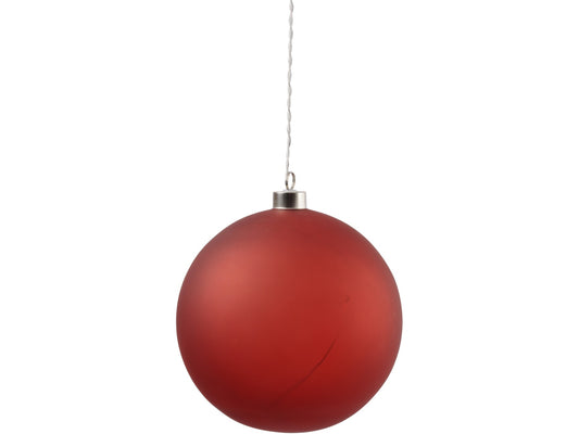 EX DISPLAY LED Matt Red Glass Ball - Xmas