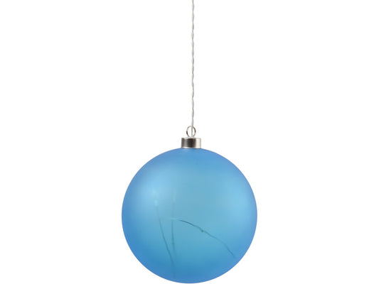 EX DISPLAY LED Matt Blue Glass Ball - Xmas