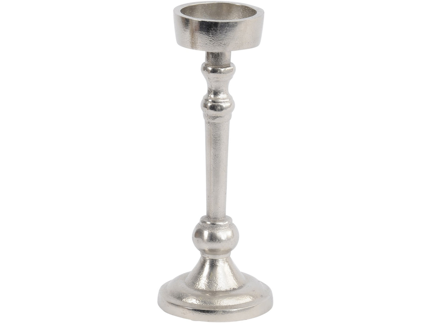 Textured Silver Large Slim Stem Tealight Holder