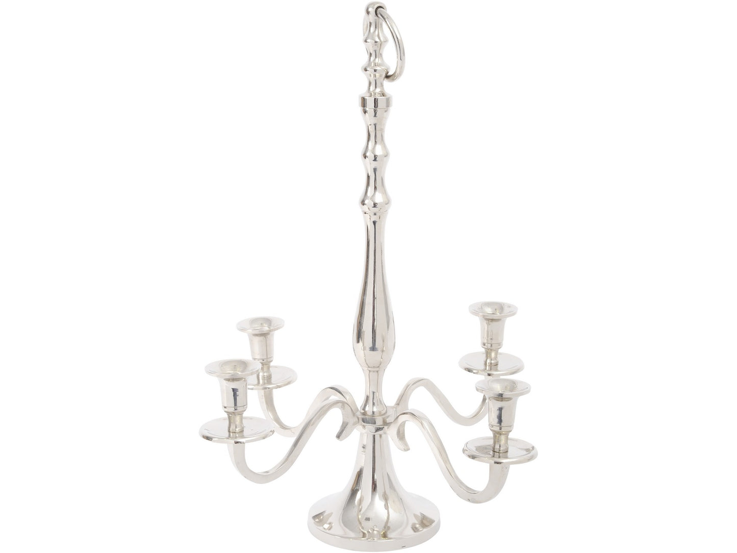 Polished Silver Candelabra With Ring