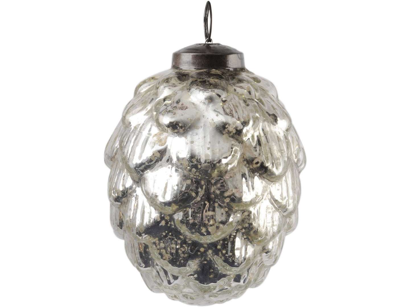 EX DISPLAY Polished Silver Pinecone Small Ornament - Xmas