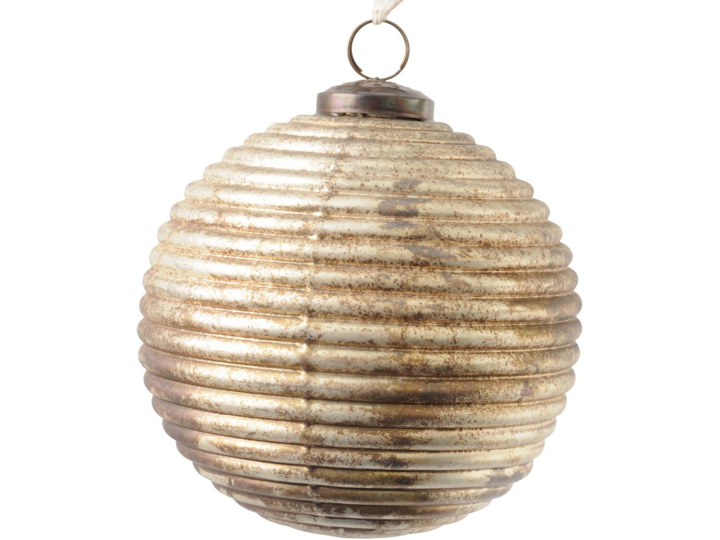 EX DISPLAY Antique Bronze Ribbed Large Sphere Ornament - Xmas