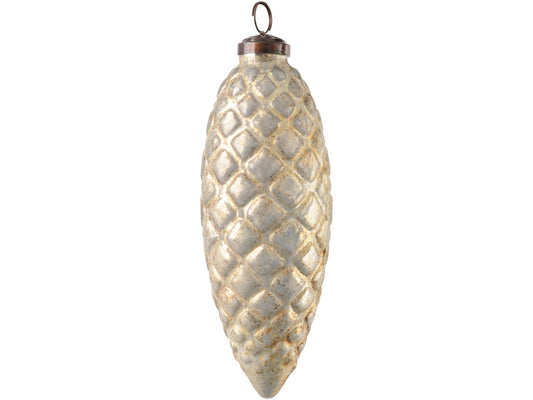 EX DISPLAY Textured Gold Large Oval Ornament - Xmas