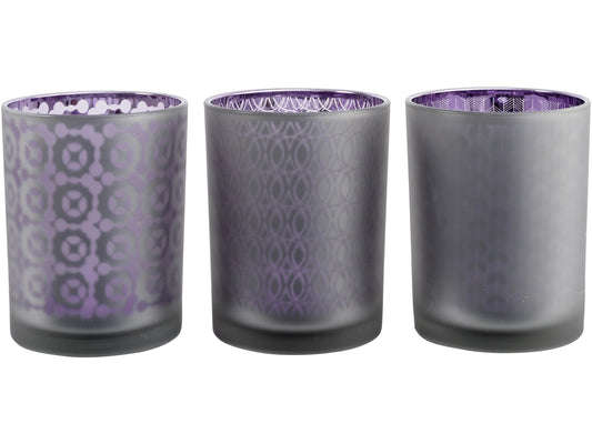 Festive Pattern Purple Set of 3 Large Holders - Xmas