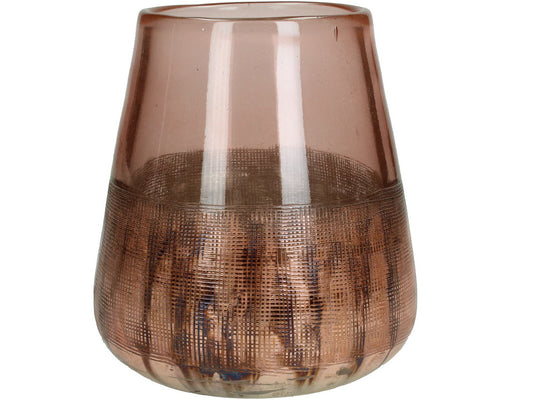 EX DISPLAY Blush Lustre Textured Glass Hurricane