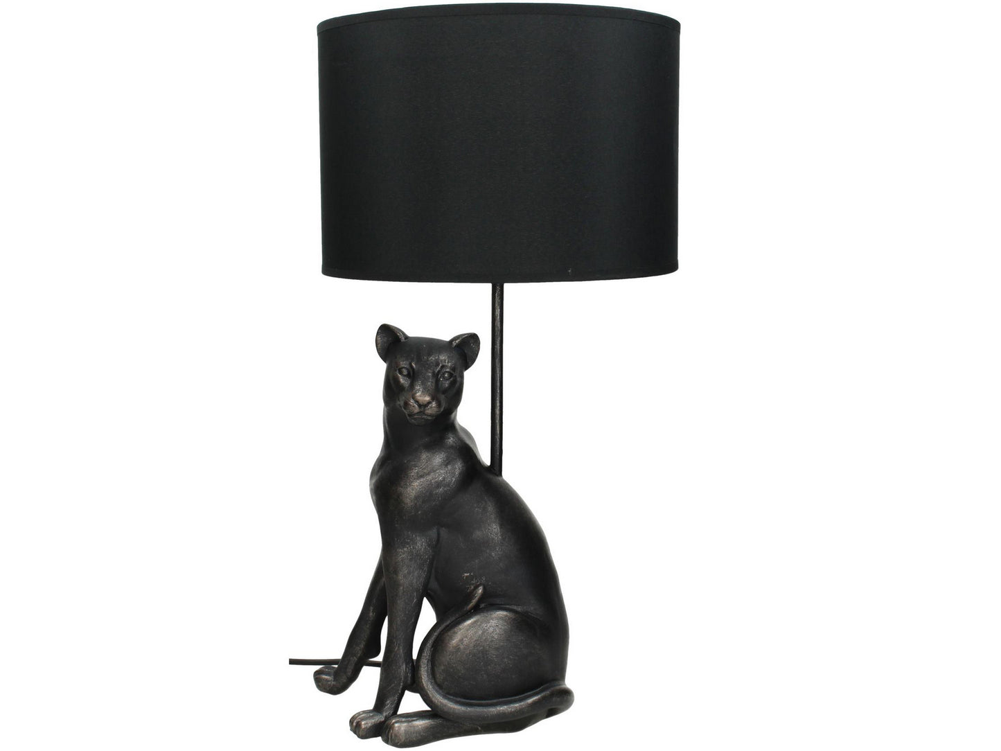 EX DISPLAY Leopard Table Lamp in Black Resin With Black Shade