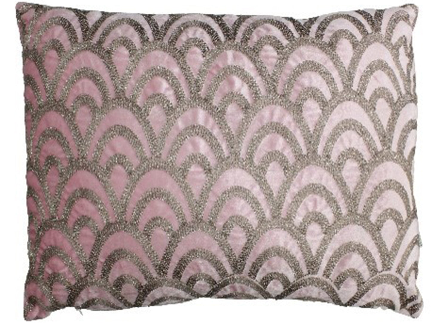 EX DISPLAY Deco Scalloped Cushion Cover in Pink Velvet 40x60cm